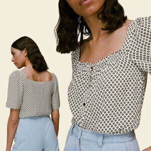 Whistles NWOT Tia Square Neck Daisy Floral Print Blouse US Size 6